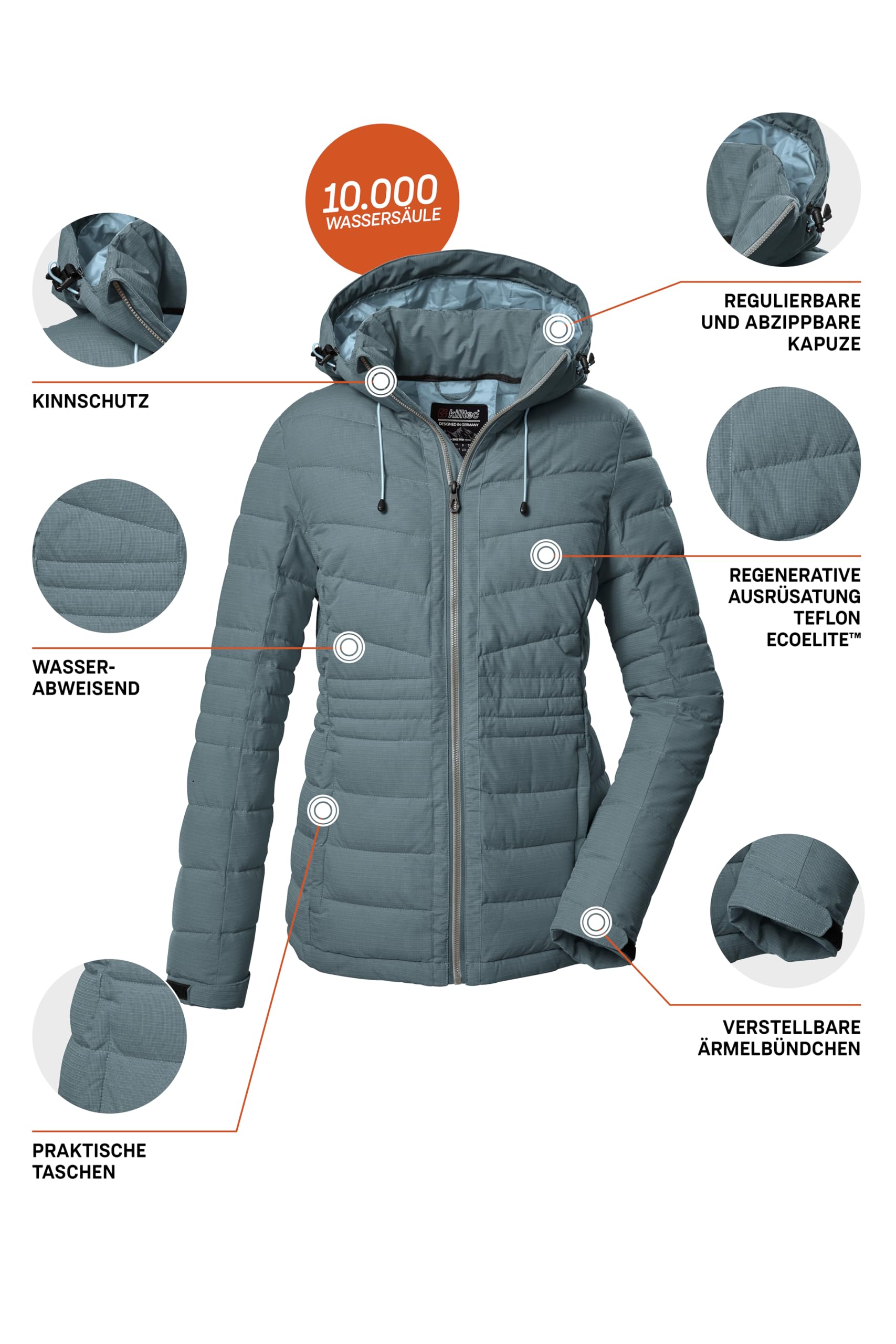 Killtec Damen Kow 10 Wmn Qltd Jckt Steppjacke/Jacke in Daunenoptik mit Kapuze