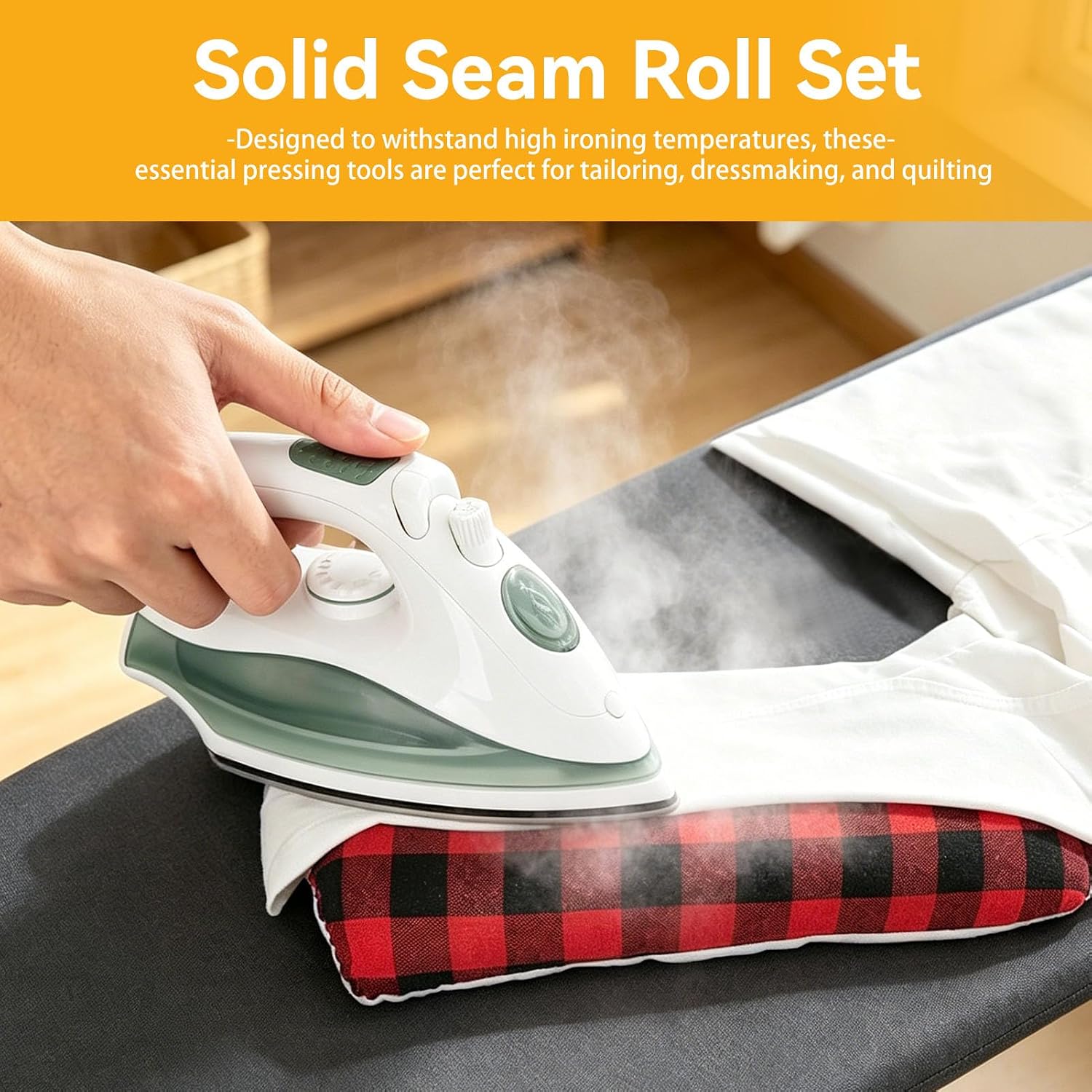2 Pack Tailor's Ham, Solid Seam Roll Set Curved Seam Pressing Tool Tailors Ironing Ham for Ironing, Darts, Collar, Long Seam