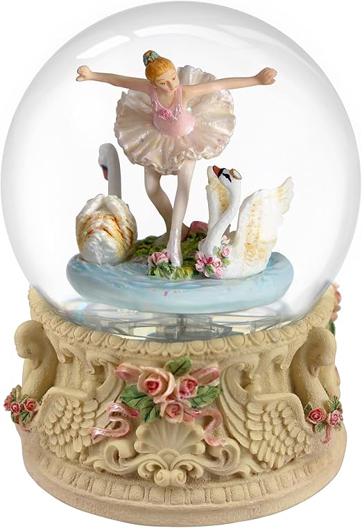 Big 3D Snow Globe Ballerinas Dancing in The Wonderland of Swan Lake Rotate Music Box with Colorful Lights Automatic Snowflake for Girlfriend Wife Daughter Christmas Birthday Gift