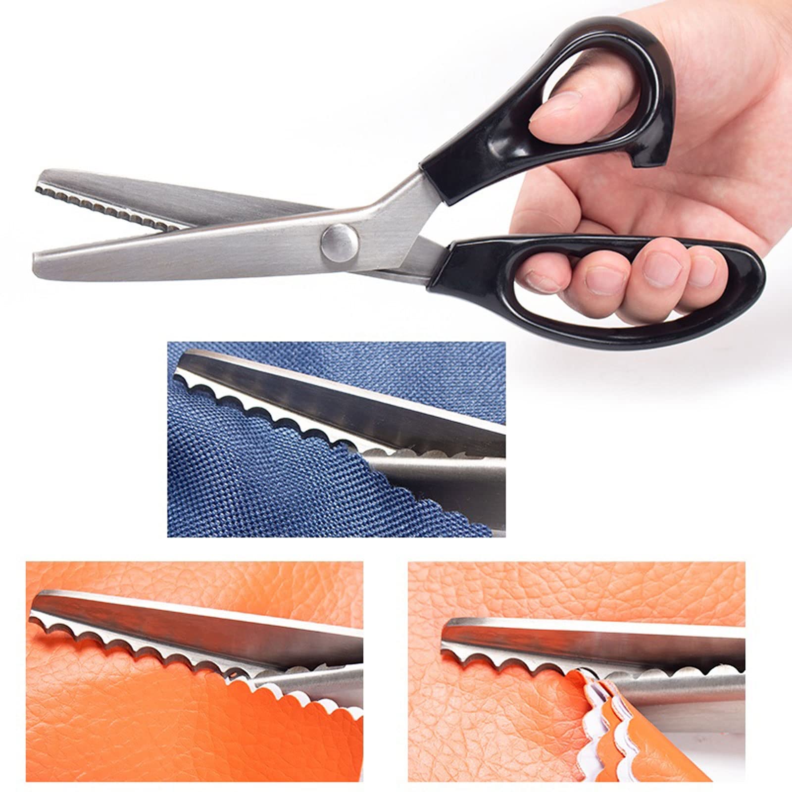 Tijeras de Acero para el hogar, Mango cómodo, artesanías Profesionales, Corte en Zig Zag, Tijeras para Coser Tela