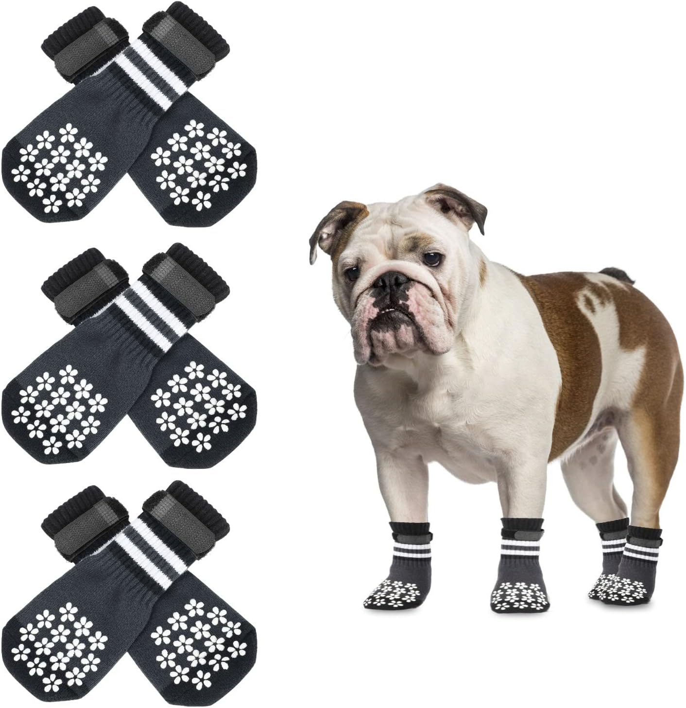 YUEPET Double Side Anti Slip Dog Socks for Hardwood Floors