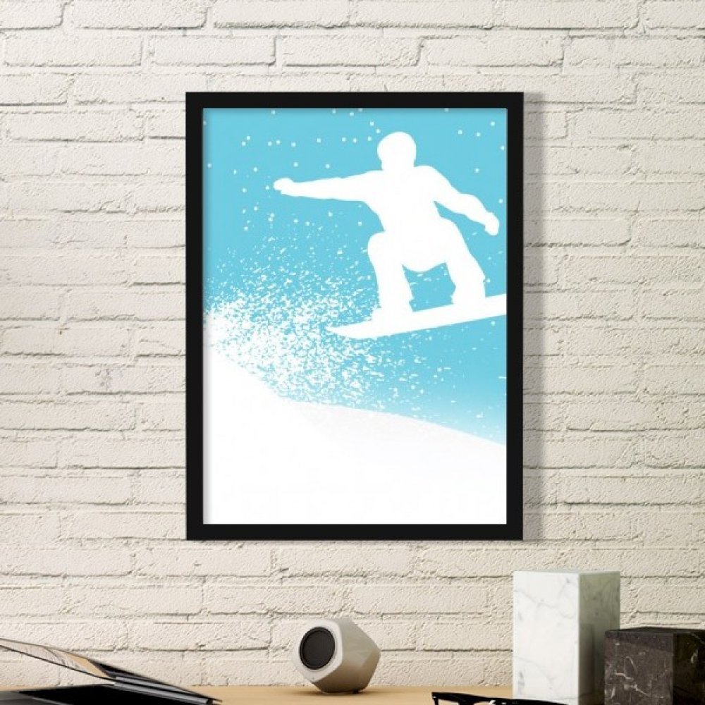 Cadre d'art ski aquarelle stickers muraux noirs sports d'hiver