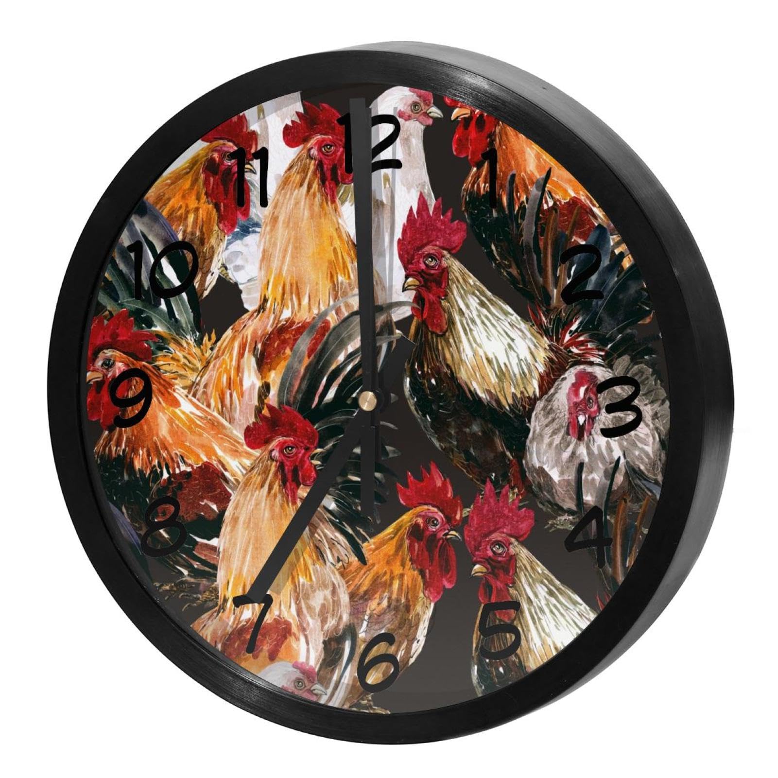 Horloges murales rondes aquarelle poulet pour décorer la cuisine et le salon