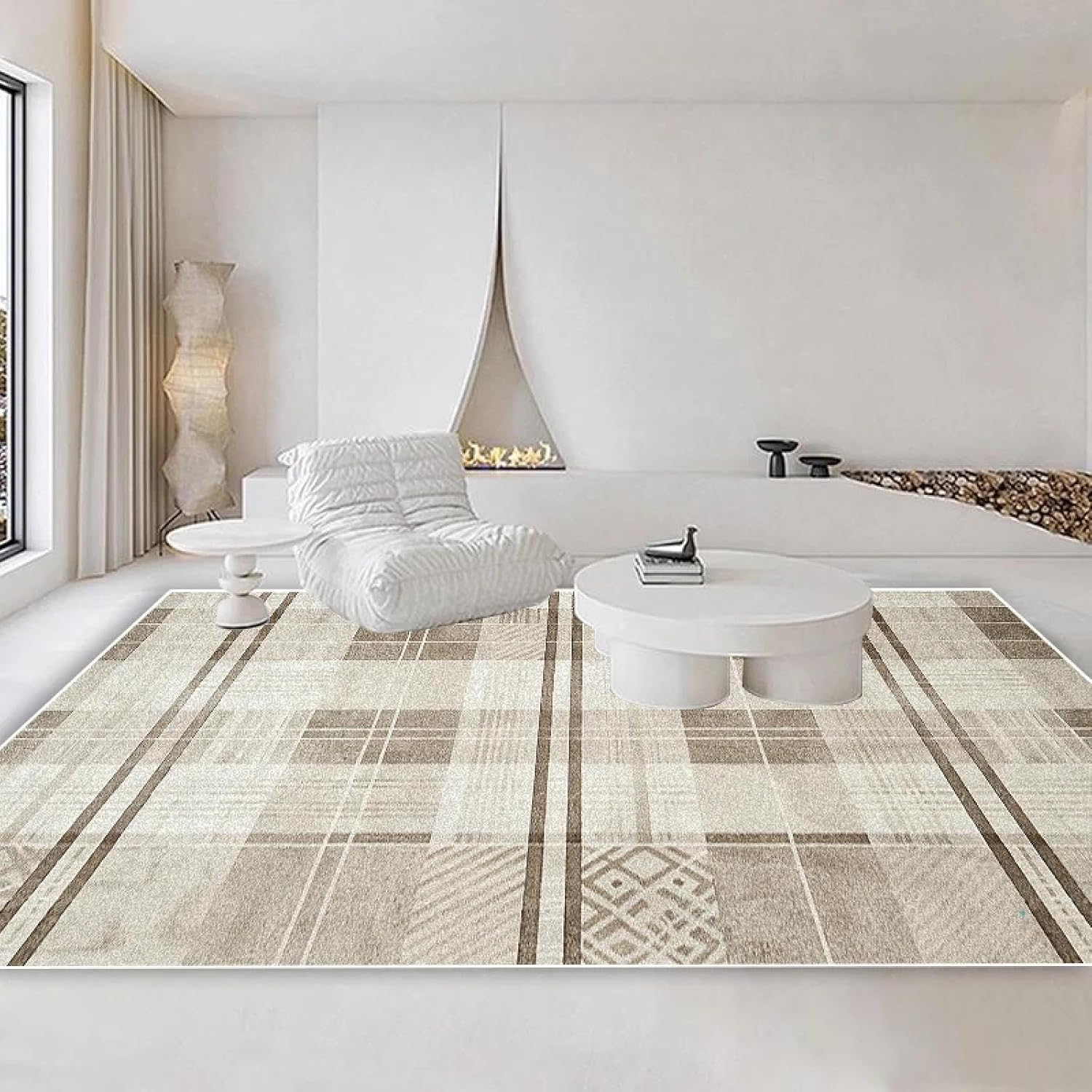 Modern Geometric Carpet Living Room Decoration Large Area Fashion Bedroom Bedside Plush Floor Mats(2.6x3.9ft(80x120cm)/JH007-Flannel-3)