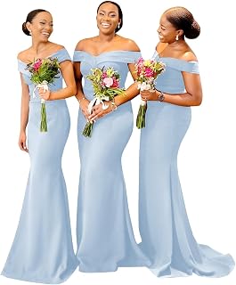 Mermaid Bridesmaids Dresses for Wedding Long Off Shoulder Formal Prom Evening Gown