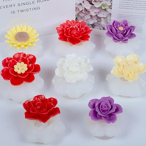 Miniatura 2 de Moldes de silicona en forma de flor de loto 3D, reutilizables, peonía, crisantemo, chocolate, jabón, fondant, pastel, postre, decoración, magdalena,