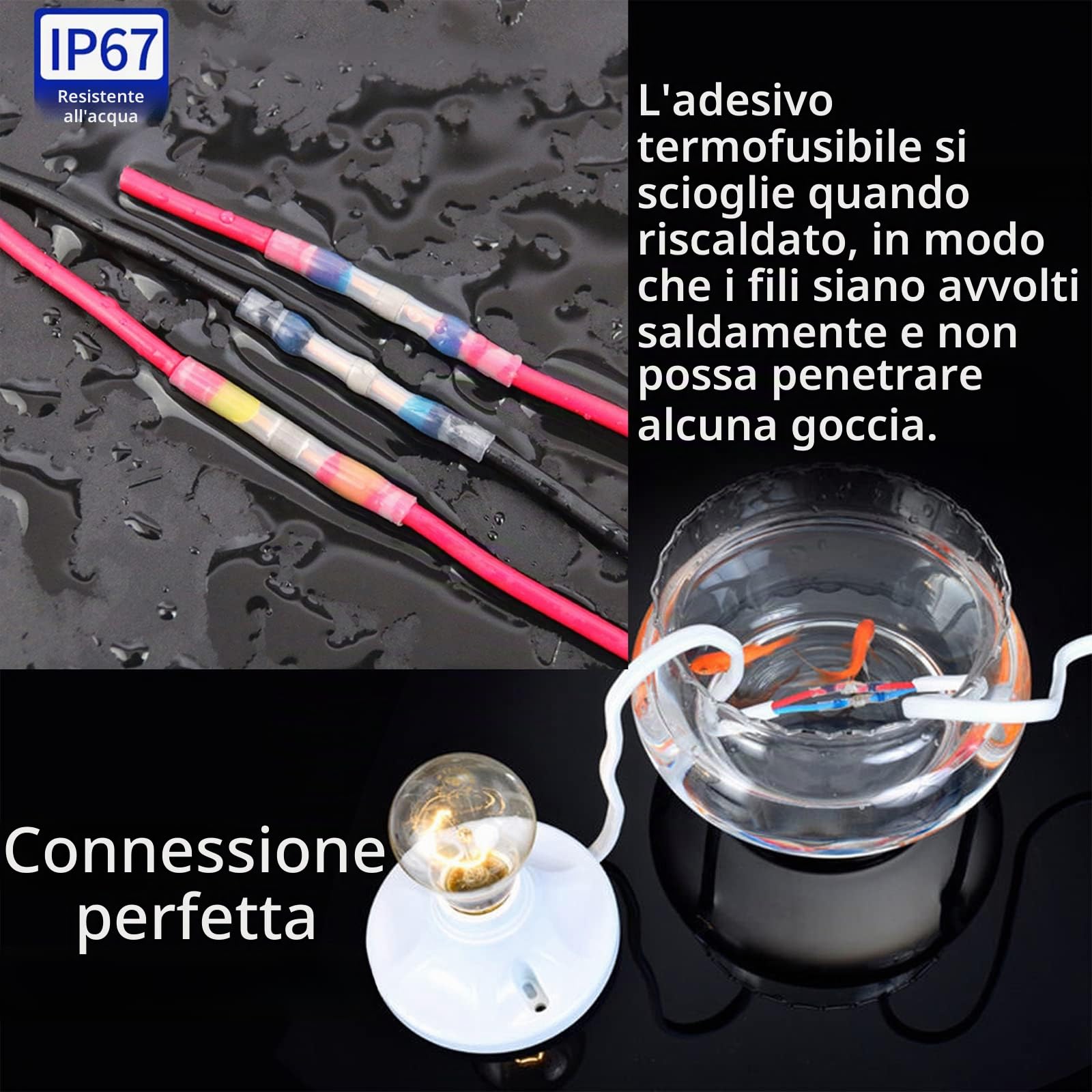 200pcs Connettori Impermeabili Termoretraibili Connettori Elettrici Saldanti, Connettori di Testa Connettori per Fili Giunti a Saldare, Termorestringenti di Grado Marino Connettori di giunzione Testa