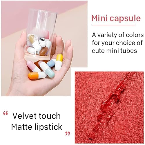 Miniatura 10 de Mini lindo juego de lápices labiales, 16 lápices labiales mate, 16 colores, terciopelo, impermeable, de larga duración, lápiz labial mate, juego de