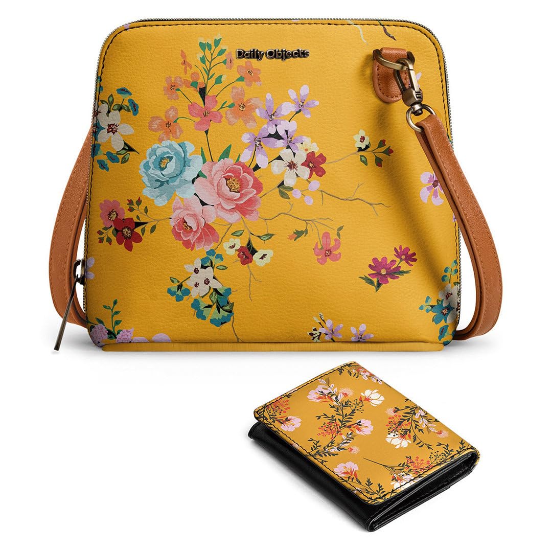 DailyObjects Womens Vegan Leather Stylish Combo Print Trapeze Sling Crossbody Bag with Slip Pocket, Zip Closure, Adjustable Strap (Green) (B09BD57JLN) Amazon Price History, Amazon Price Tracker