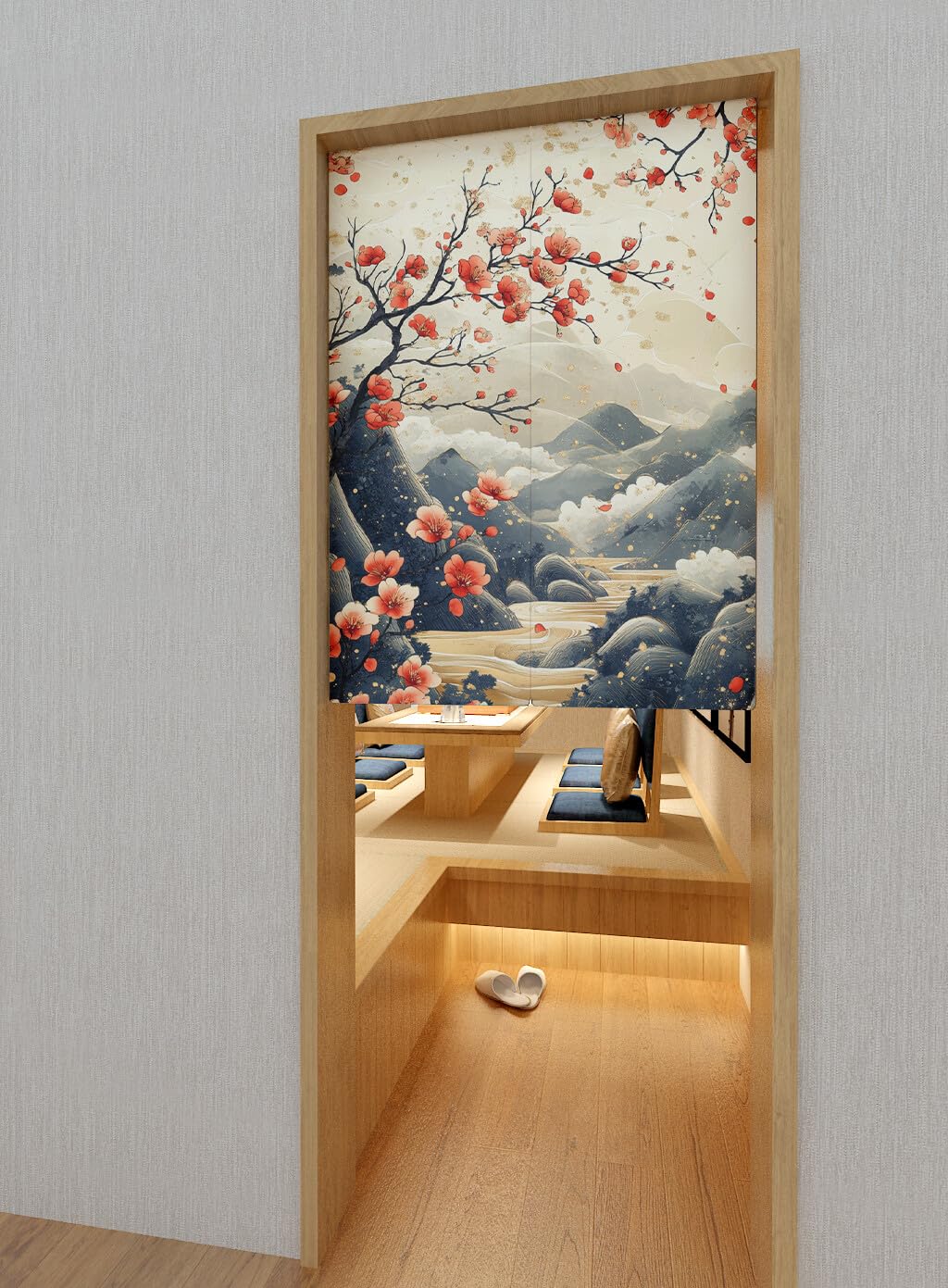 ChangTsing Japanischer Stil dick Leinen Noren Lang Vorhänge Japanischer Türvorhang Gardinen Noren Lang Vorhänge Traditioneller Chinesischer Stil Vorhang für die Heimtextilien Raumteiler 85 x 150 cm