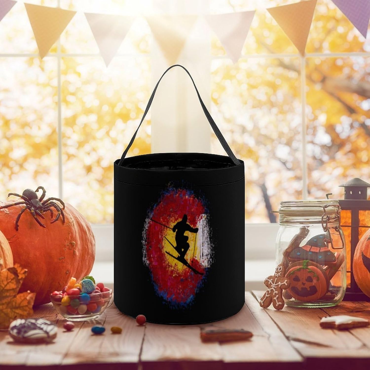 Colorado Fiag Skiing Ski Halloween Treat Bag Reusable Candy Basket Tote Goody Bags Gift Party