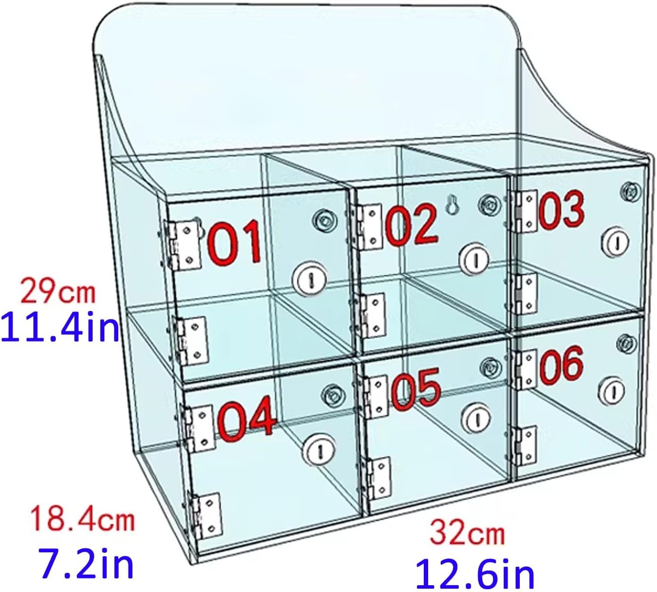 JKGHK Acrylic Clear Slots Cell Phone Locker, Mobile Phones Storage Cabinet with Keys, Wall-Mounted Cell Phone Locker Box for Office, Gym, Classroom, Swimming Pool(6Grids)