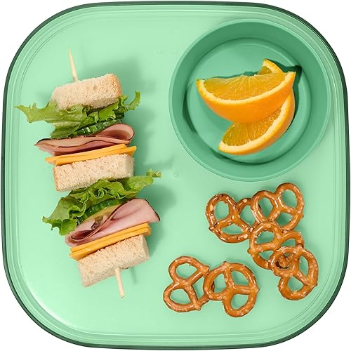 Madesmart dipware - Plato llano con cuenco de inmersión plegable y extraíble para comidas y aperitivos plato reutilizable con cuenco multiusos,