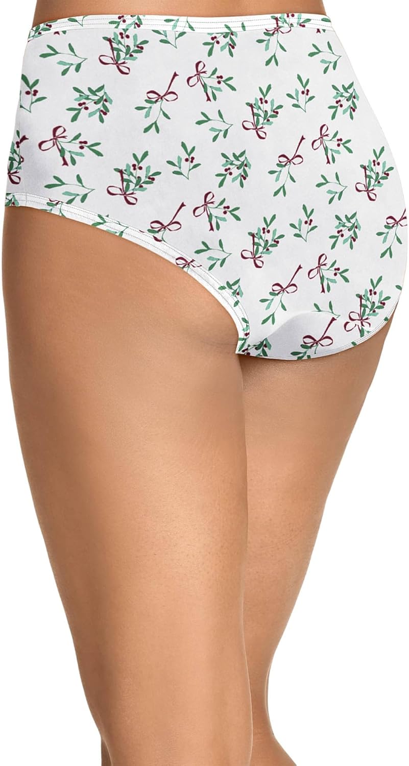 Jockey Women's Underwear Plus Size Elance Brief - 3 Pack, Cactus Pine/Small Blizzard Dot/Diamond White Mistletoe, 10