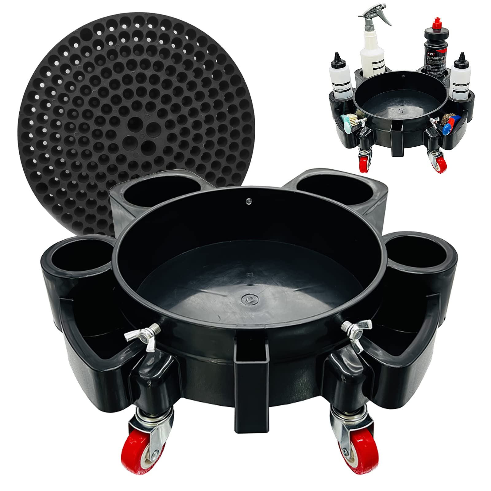 Chariot à seau avec piège à grain anti-rayure et seau 18L à roulettes pivotantes