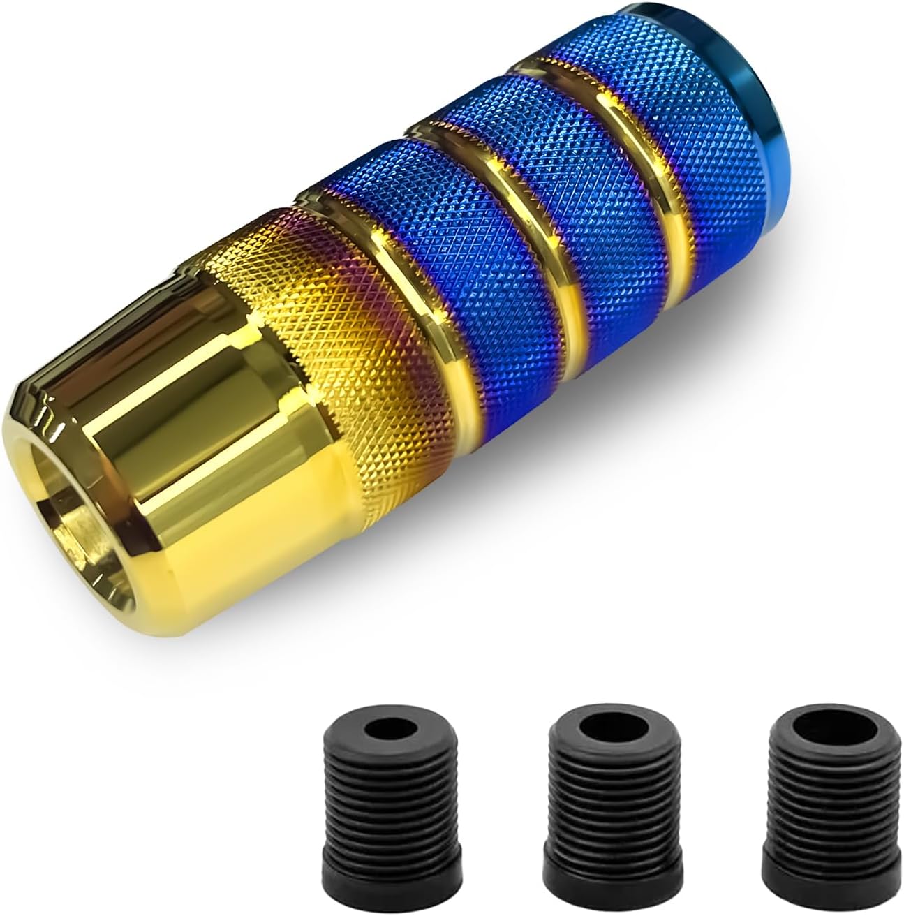 Shifter Knobs Weighted Shift Knob, 3.78" Aluminum Automotive Car Gear Shift Manual Knobs Lever Adapters M8 M10 M12 x 1.25, Universal Anti-Slip Easy Grip Gear Shift 3 Threaded(Baked Blue