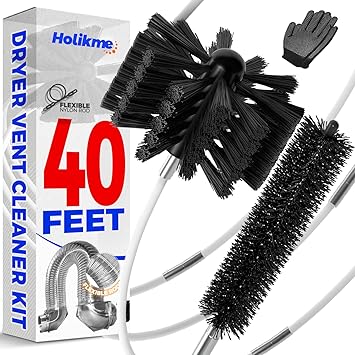 Holikme 40 Feet Dryer Vent Cleaner Kit Flexible Lint Brush with Drill Attachment, Extends Up to 40 Feet