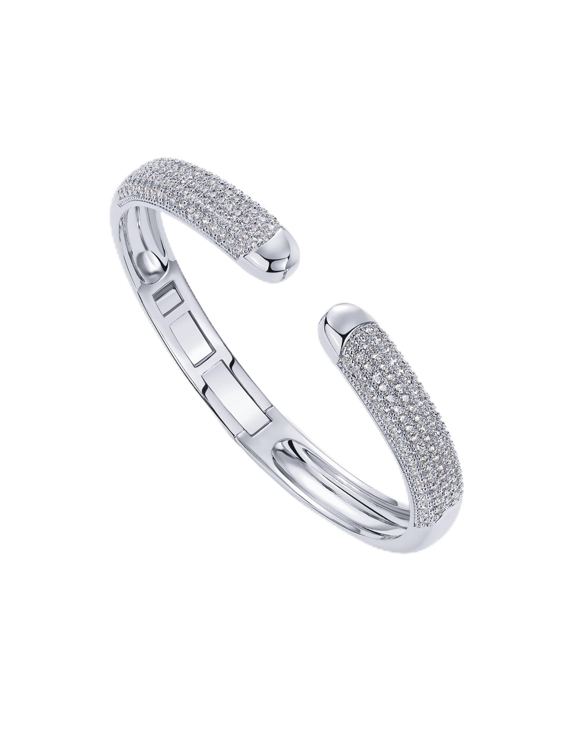 14k Gold Plated Cuff Bracelets | CZ Cuff Gold Bracelets for Women with Premium Pave Setting | Waterproof Hypoallergenic Jewelry | Trendy Elegant Style | 7-Inch Bangle Design