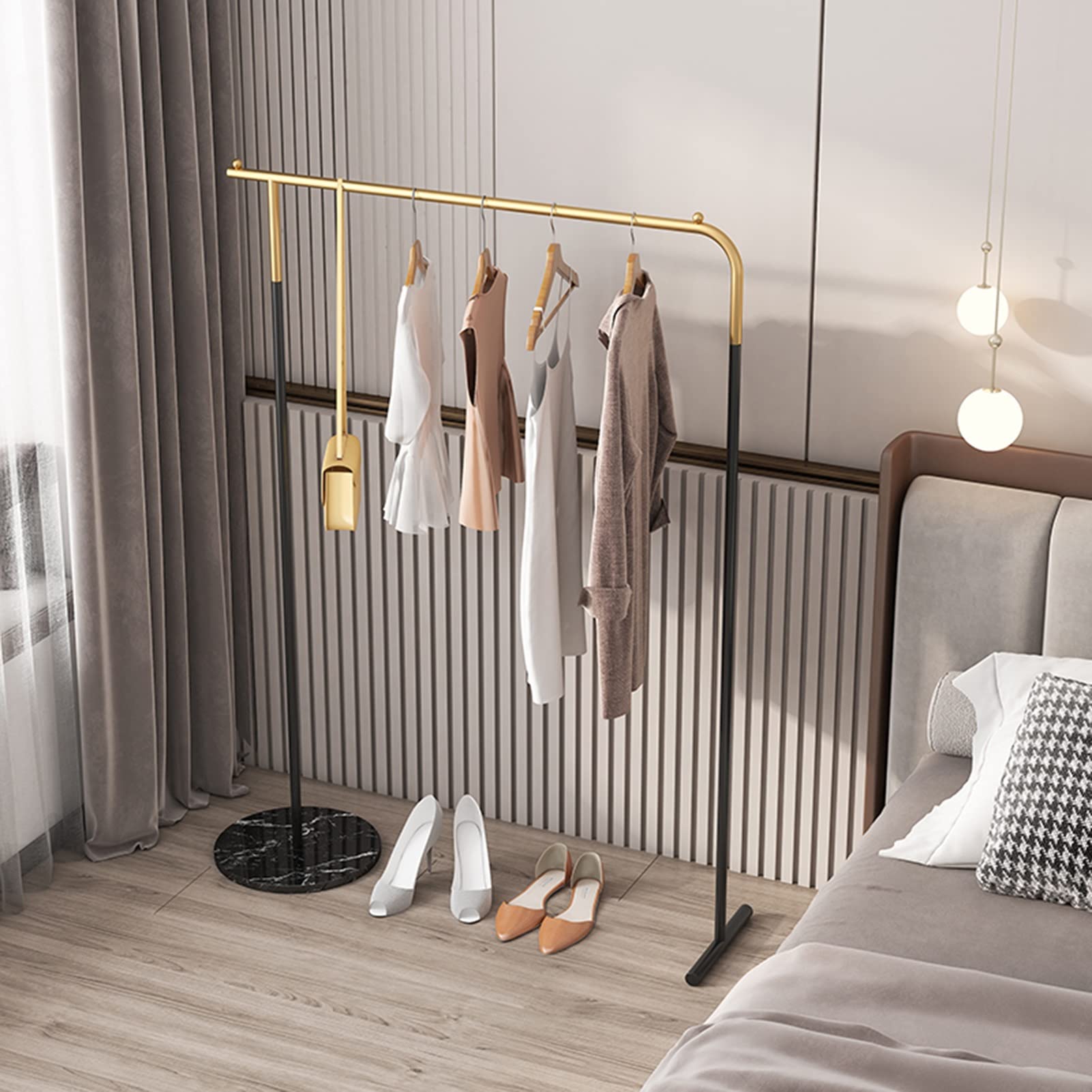 Perchero Moderno de Metal de pie con Base de mármol nórdico, Perchero de Gran Capacidad para Sala de Estar y Dormitorio, expositores para Tiendas minoristas,Gold+Black 120x38x150CM