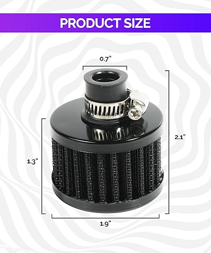 Miniatura 8 de RACOONA Filtro de respiradero, filtro de entrada de aire de 0.47 pulgadas, accesorios de automóvil, filtro de entrada de aire turbo para automóvil,