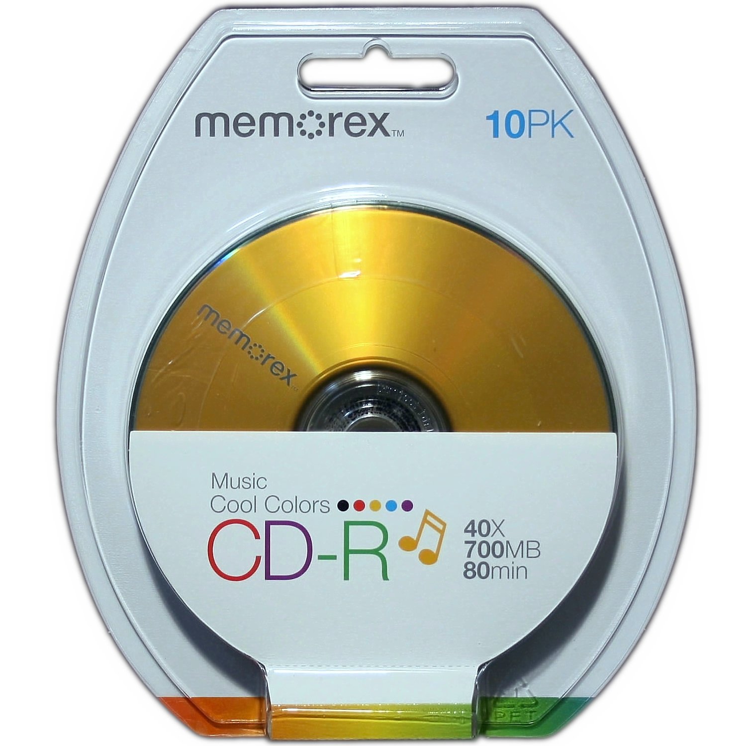 Memorex Cool Colors 10Pack 40x CDR Disc Blister