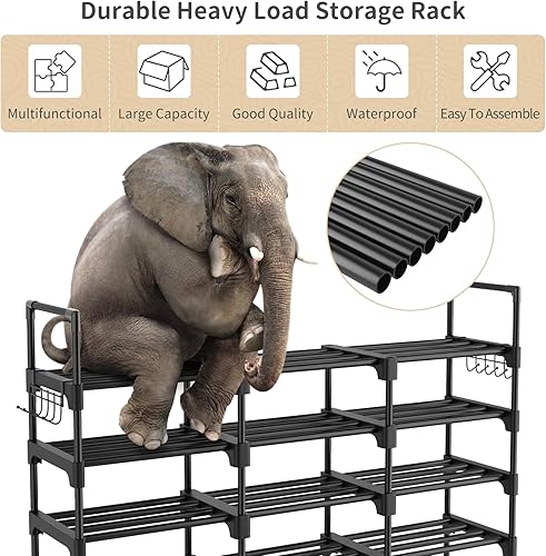 Miniatura 5 de WEXCISE Zapatero alto organizador de 9 niveles, 50 a 55 pares, zapatero grande para armario, entrada, garaje, almacenamiento grande de zapatos con