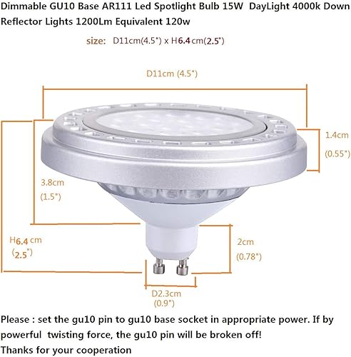 Miniatura 2 de QLEE Ar111 15 W Gu10 Base Spot Iluminación regulable Bombilla Led Foco 15W Luz Día 4000 K 15 LED AC 120 V Downlight Reflector Luces 1200lm