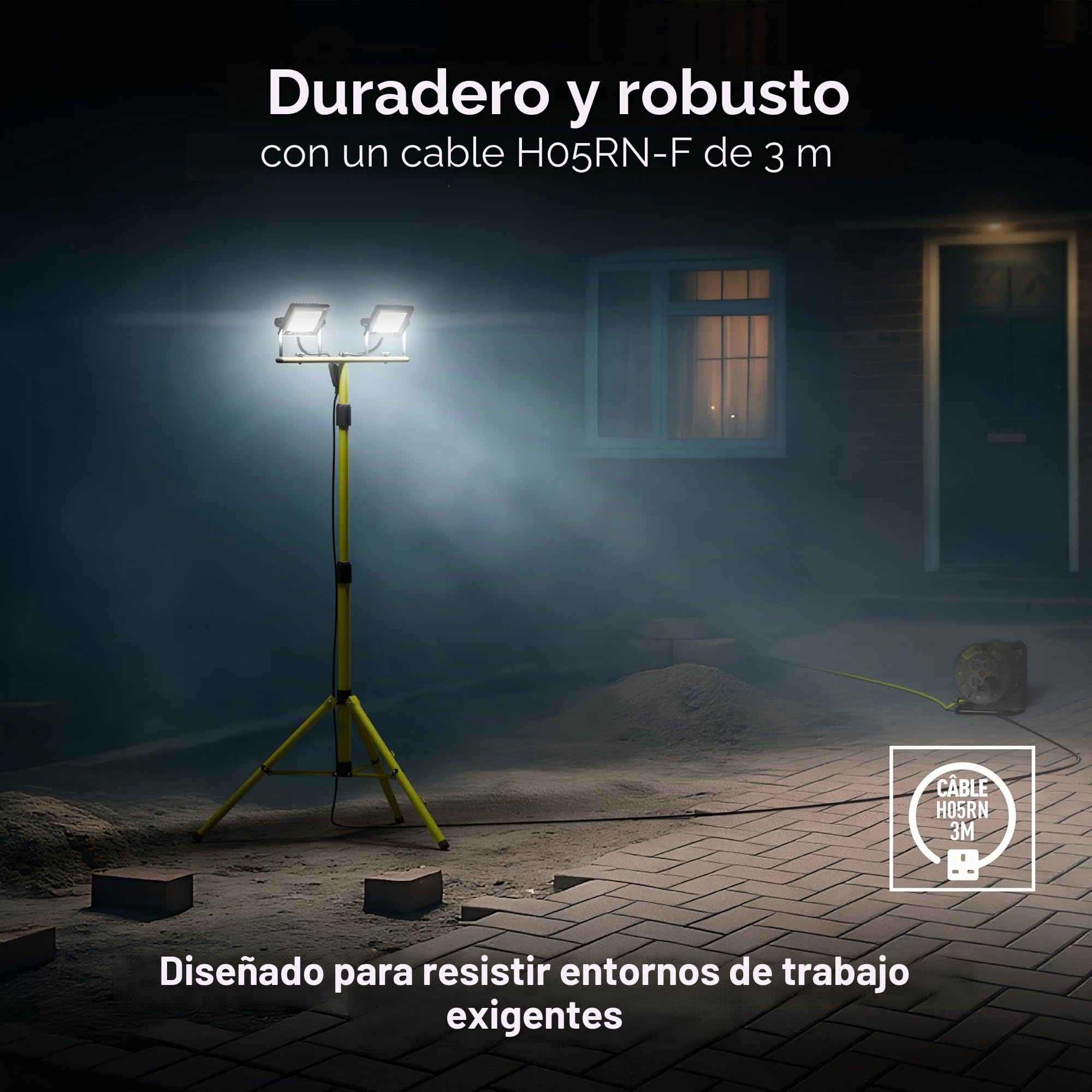 Luceco LED Slimline Trípode luz de trabajo, 2 x 20 W con cable de 3 metros, 230 V, negro y verde