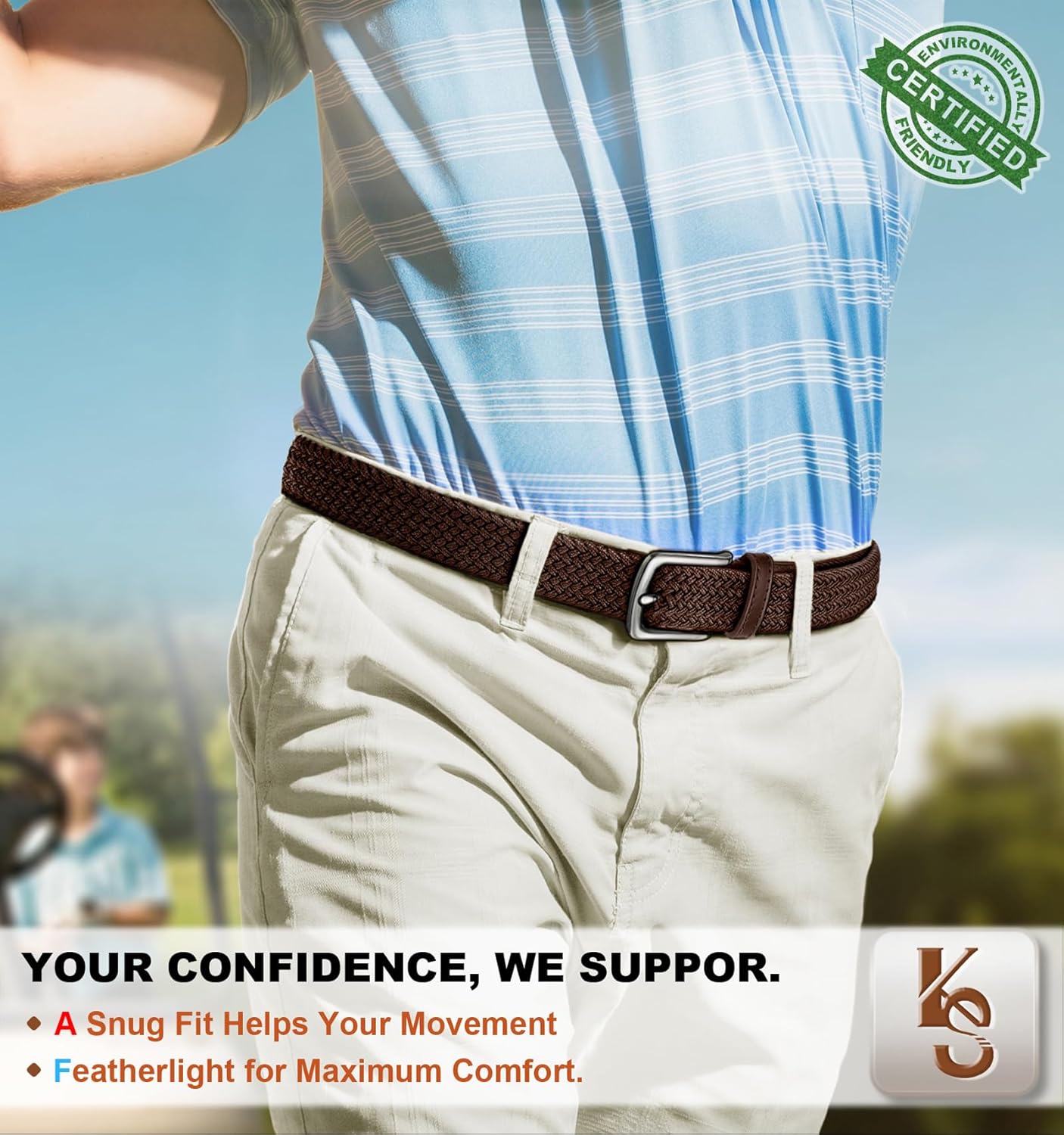 KEMISANT Men Belt-Stretch Woven Braided Belt For Gift Men Golf Casual Jeans Dresses with Nylon Canvas 1 3/8" - Image 6