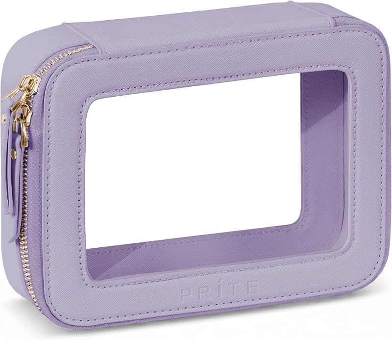 Necessaire transparente Prite para maquiagem e viagem, modelo Clear Bag, com zíper