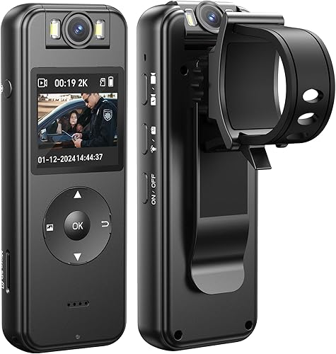 BOBLOV Cámara corporal A27 2K 64G, cámara corporal WiFi, batería de 1600 mAh para 11 horas de grabación de video, videocámara con lente giratoria de