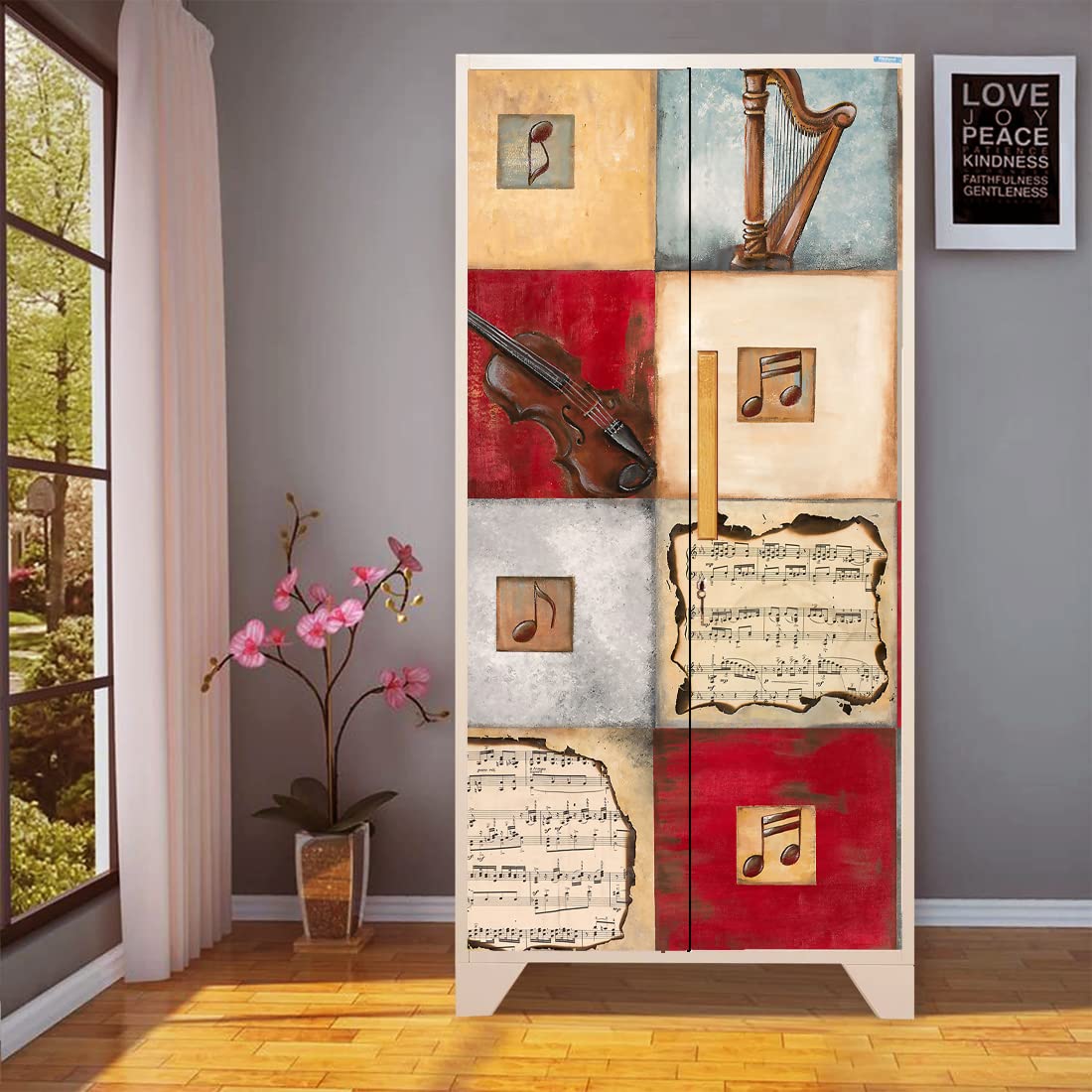 WallDaddy Self Adhesive Almirah Stickers, Wall Stickers, Decorative Sticker Wallpaper for Home Wardrobe Doors (Musical Notes Almirah) PVC Vinyl Size Large (39 x 84 Inch) (B09W1CNLXQ) Amazon Price History, Amazon Price Tracker