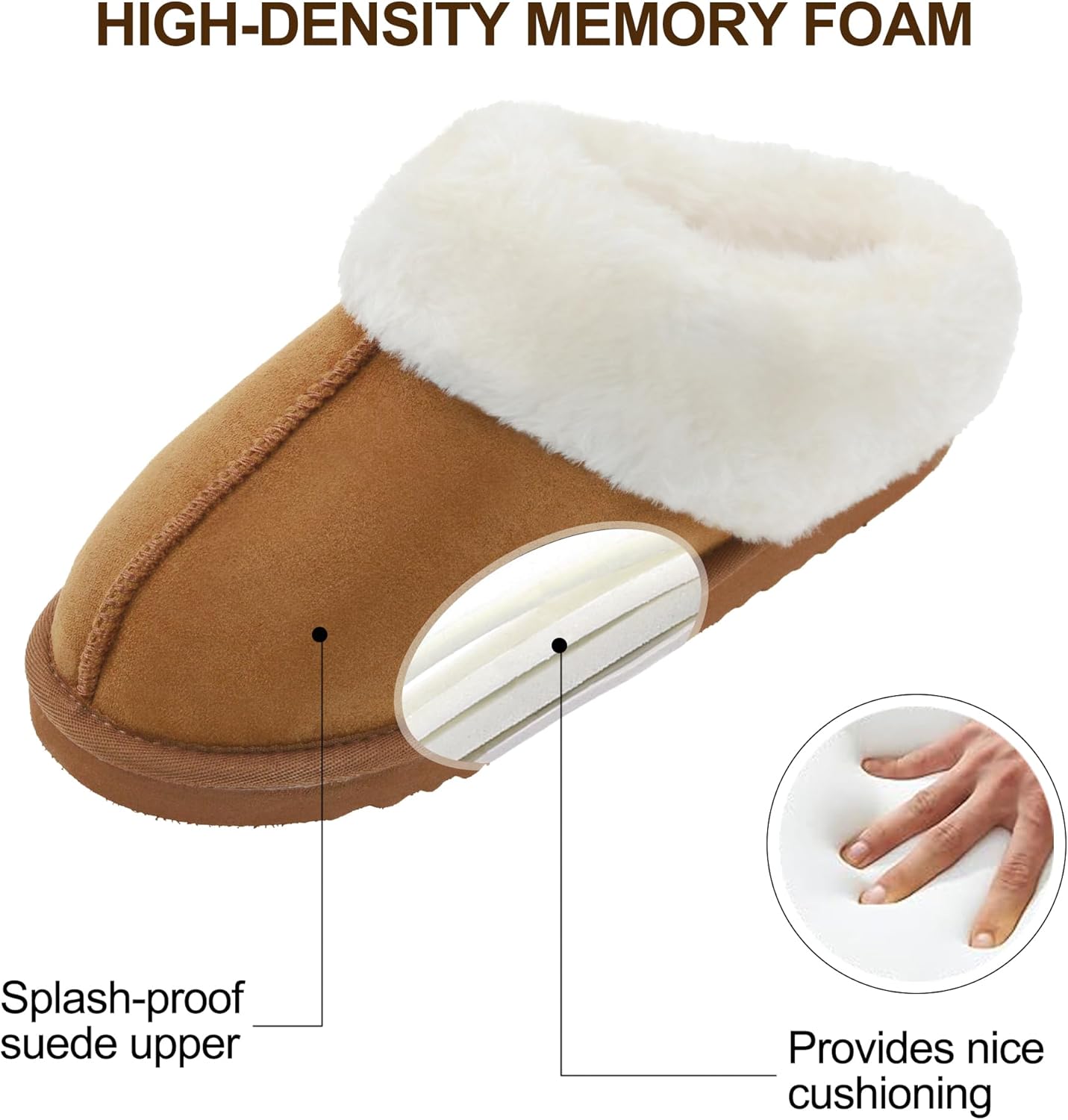 Womens Fluffy Slippers Fuzzy Memory Foam Indoor/Outdoor Shoes Warm Winter House Shoes - Image 3