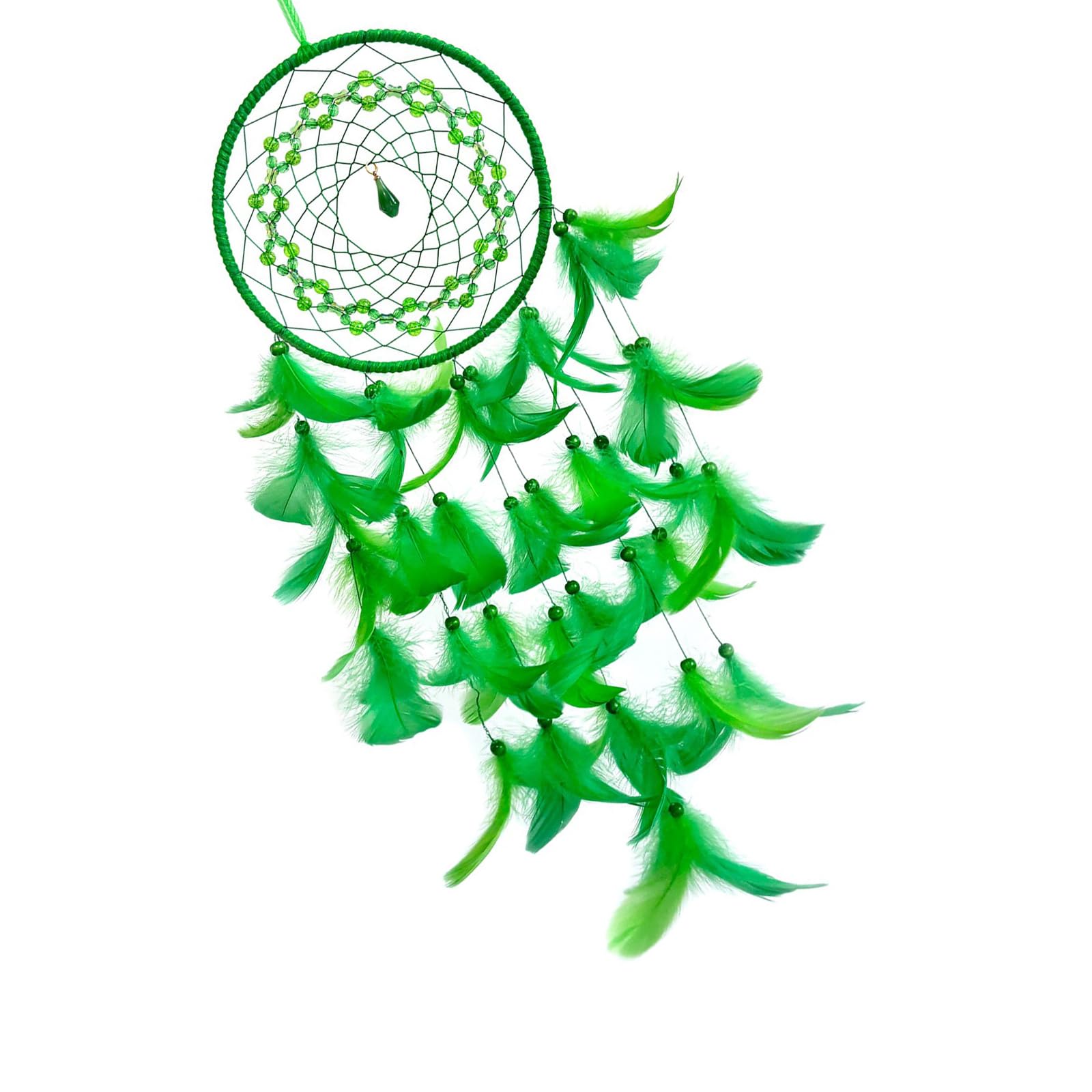 Dream Catchers Featherings Dreamcatchers Traditional Green Beads Net Home Girl Bedroom Hanging Wall Decoration Dreamcatchers