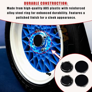 4PCS Hub Centre Caps,Universal Wheel Center Caps with Alloy Steel Ring,Wheel Trims for VW,Audi & Other 60mm Rims(OD 60mm ID 56mm)