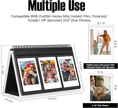Miniatura 2 de Mini álbum de fotos para cámara Fujifilm Instax Mini, álbum de fotos de 96 bolsillos para Polaroid, álbum de exhibición de escritorio de cuero para