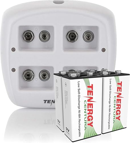 Miniatura 1 de Tenergy TN136 9V Cargador de batería 4 ranuras con 200mAh Centura (LSD) 4 unids NiMH baterías recargables 9V para sistema de alarma detector de humo