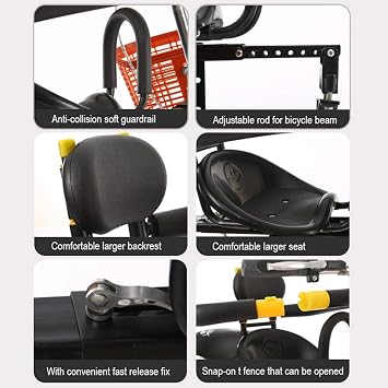Child Bicycle Child Seat, Front Bicycle Infant Seat, Front Child Seat with Headrest, Mountain Bike, Cross Bike