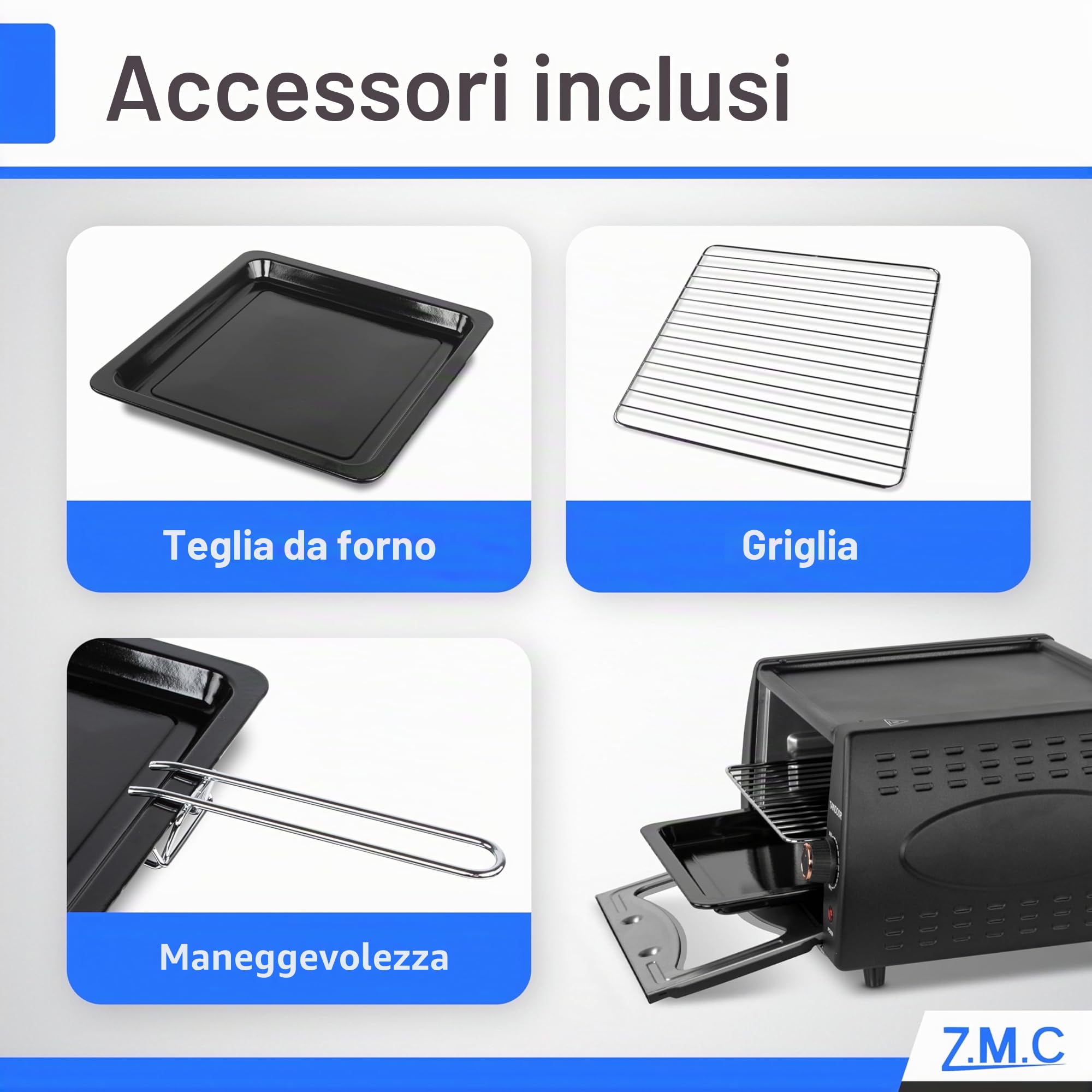ZMC Mini Tandoor 2100W 22L - Forno per Lahmacun, Pizza, Naan e Pane Compatto, Potente, Riscaldamento Rapido, Ideale per Piatti Autentici.