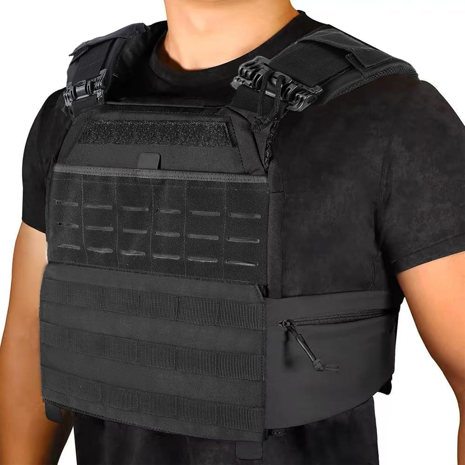 Tactical Weighted Vest for Men & Women Adjustable Strength and Endurance Workout Vest with MOLLE Panel Padded Shoulder Straps Breathable Mesh Quick Release Buckles for Running Rucking Training Fitness