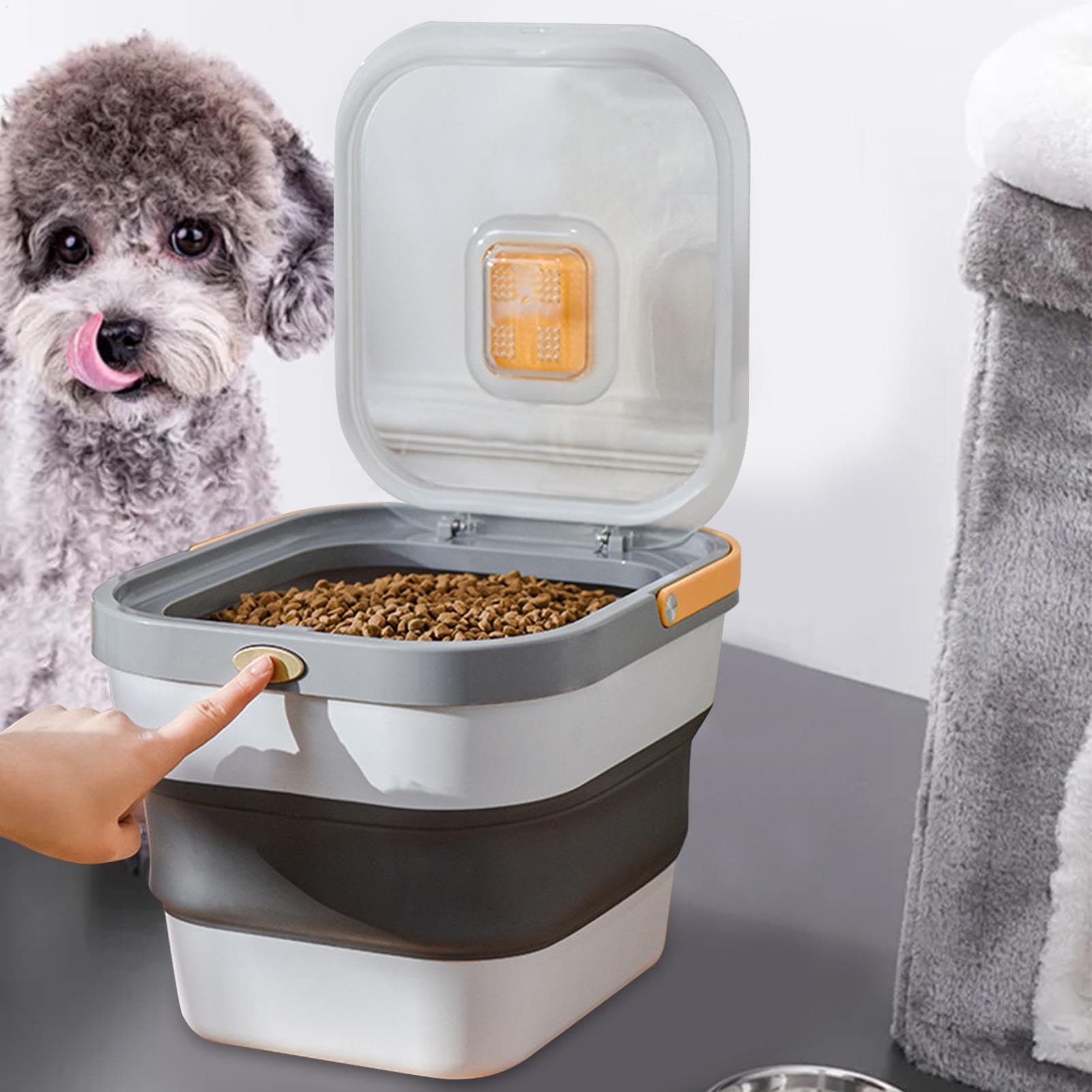Contenitore ermetico per cibo per animali domestici, per cibo per cani e gatti, contenitore ermetico per alimenti, con coperchio, per snack, cereali, fagioli, riso, pellet