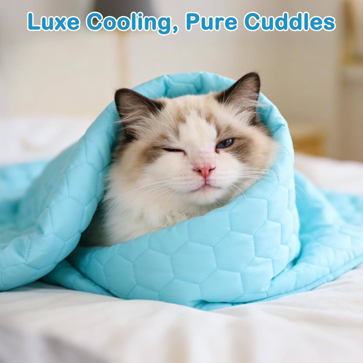 Vivifying Cooling Blanket for Dogs, Waterproof Reversible Dog Cooling Mat, Soft Pet Throw Cooling Mat for Couch, Bed, Crate, Car Seat, Breathable Summer Cat Bed Blanket 30 x 40 Inches (Blue)