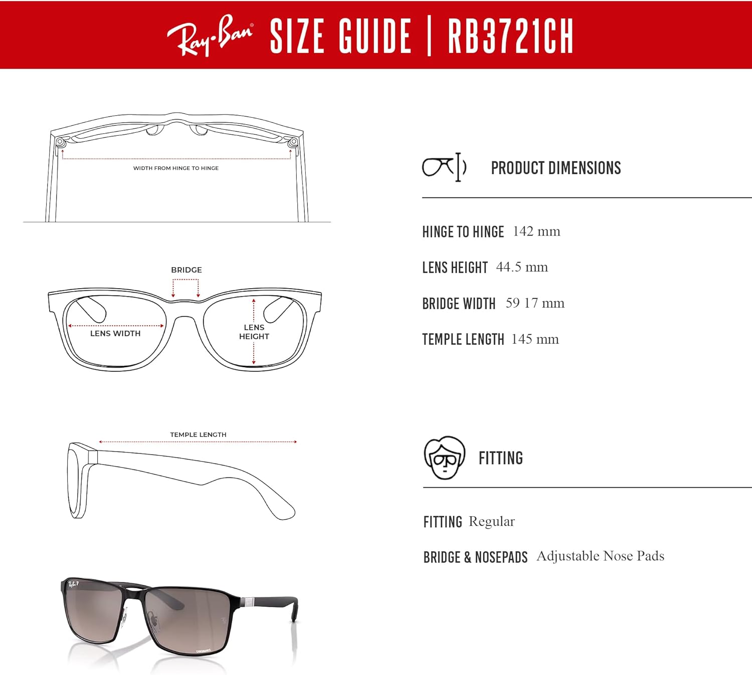 Ray-Ban RB3721CH Square Sunglasses for Men for Women +BUNDLE with ACCESSORY EYEWEAR KIT
