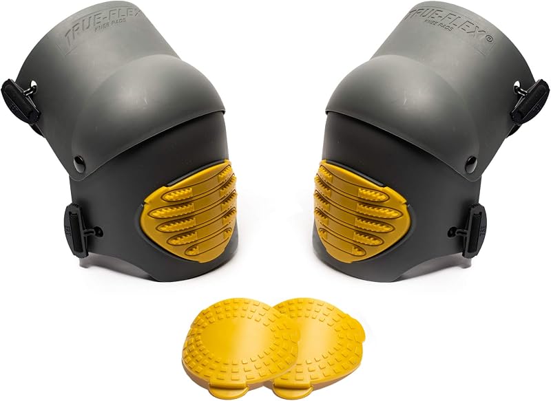 TSE Safety - TSE-TFLX-XL Flex Work Knee Foam Padding Pads - Anti-Slip Strong Double Straps Comfortable Knee Protection Breathable Heavy Duty for Indoor and Outdoor Use – XL, Black & Yellow