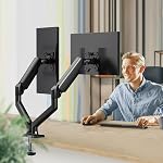 Double Moniteur Arms Mount pour écrans d'ordinateur 17"-32" Deux Moniteurs Armes se tiennent chaque hauteur réglable ressort à gaz tient jusqu'à 4.4 à 19.8lbs,Vesa 75x75/100x100mm, Parfait pour le bureau