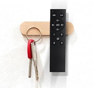 ‌2-Pack Adhesive Magnetic Key Holder - Strong Hold for Keys, Remotes, Knives - Mounts to Wall, Fridge for Kitchen, Laundry Room‌ No Drilling Installation- Wood Color