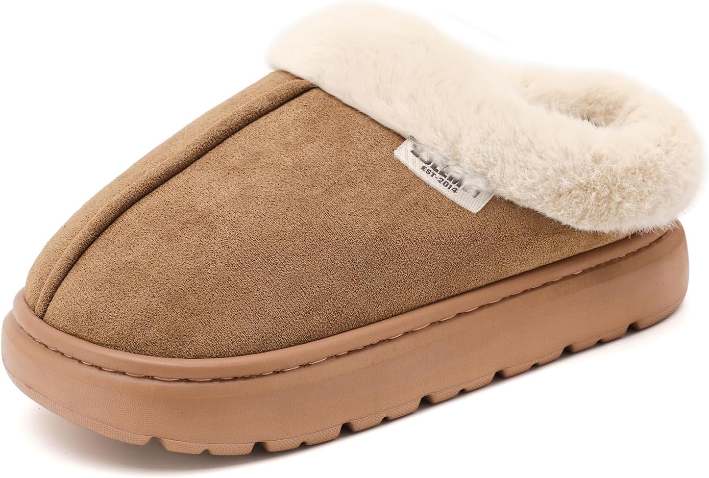 House Slippers For Woman Men, Womens slippers Platform EVA lightweight sole Warm Faux Fur Lined Suede Short Ankle Boots Memory Foam Fuzzy Slippers for Women Anti-Slip Boot Indoor Outdoor