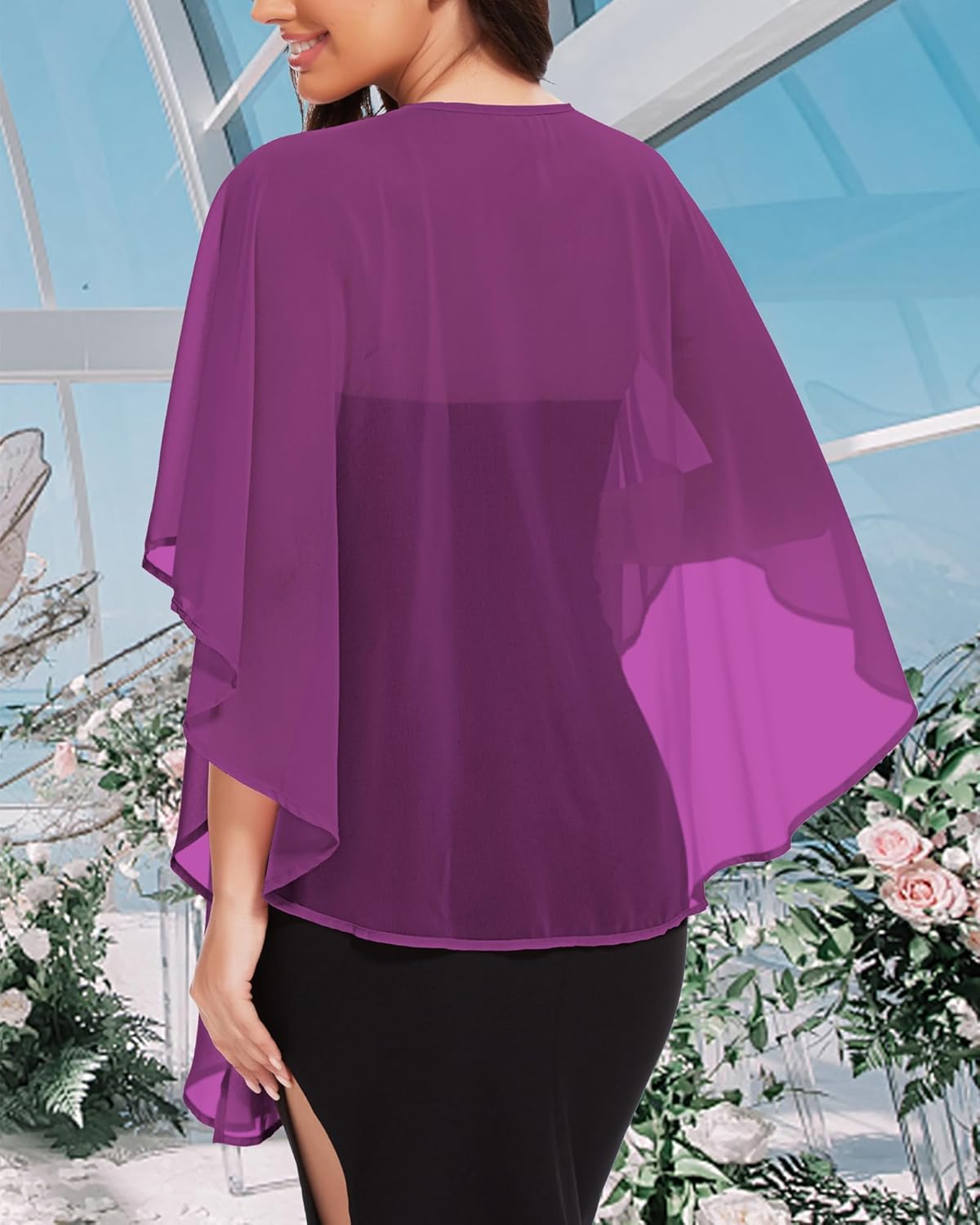 CHICGAL Shawls and Wraps for Evening Dresses Sheer Womens Chiffon Scarf Wedding Bridal Cover Up - Image 5