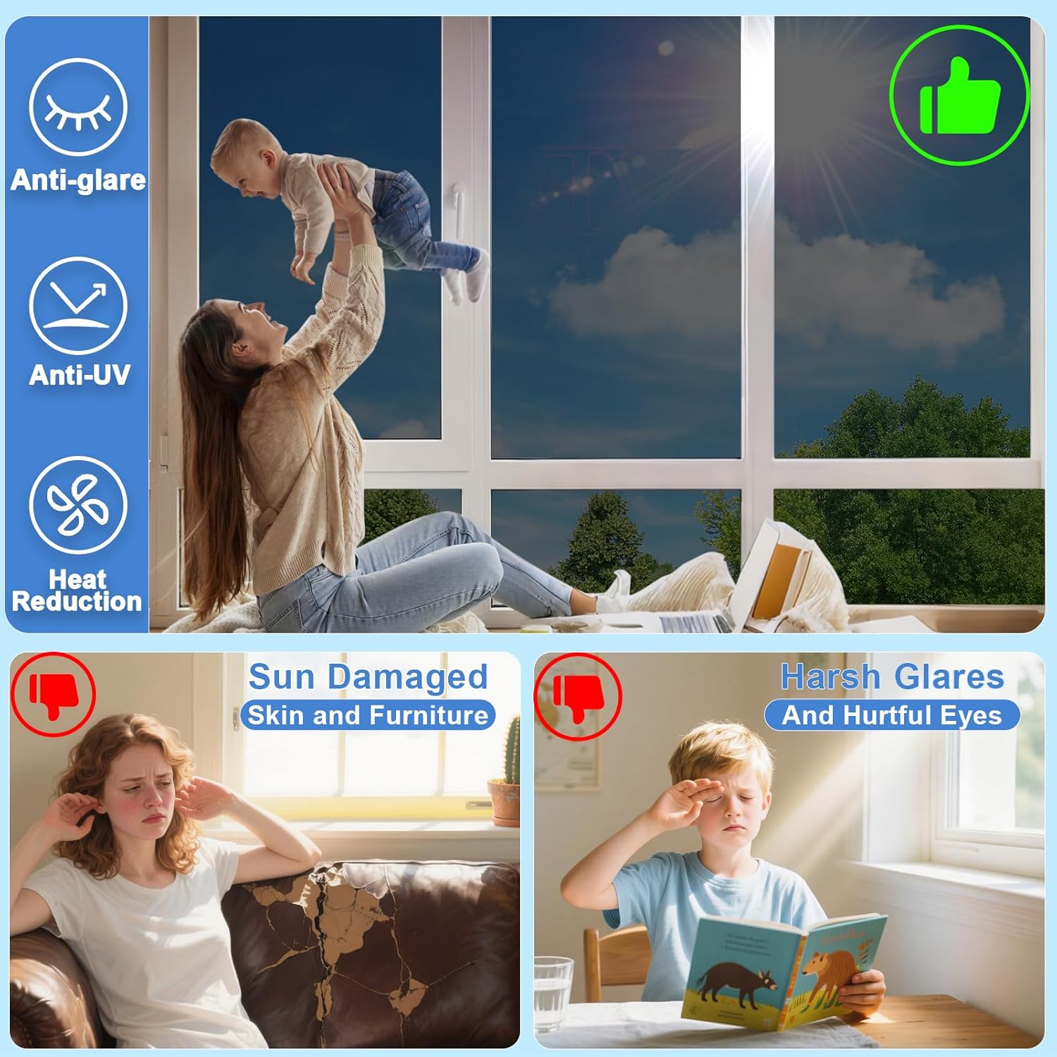 Window Tint for Home, Black Silver, 29.5 X 157.4 inch