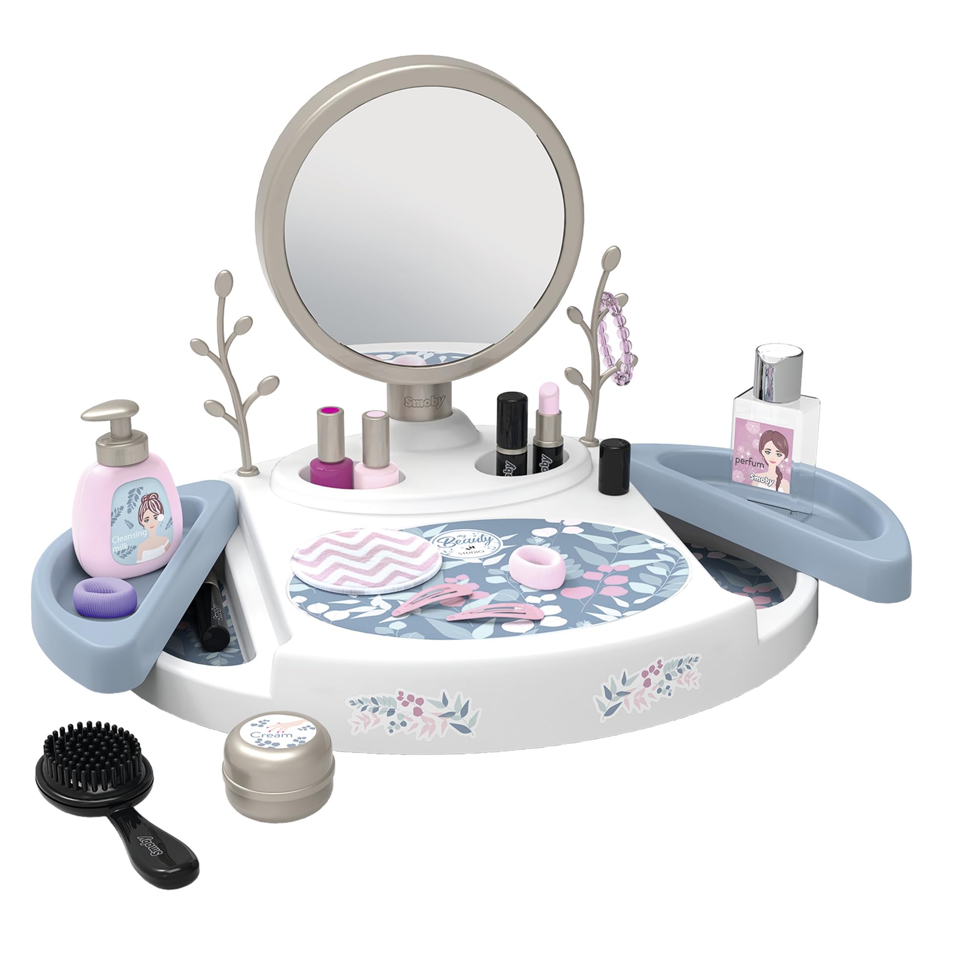 Smoby - My Beauty Studio - Coiffeuse Beauté pour Enfant sur Table - Coiffure + Onglerie + Maquillage Factice - 15 Accessoires - A Partir de 3 Ans - Fabrication Française